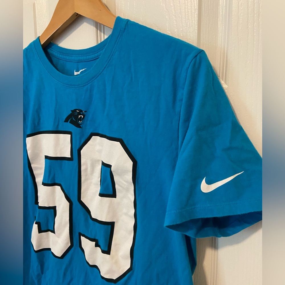 NIKE WOMENS SS SLIM FIT COTTON BLACK T SHIRT 59 LUKE KUECHLY PANTHERS SZ LARGE - Picture 4 of 4